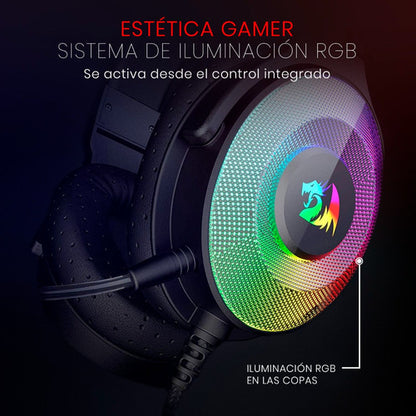 Audífonos Gamer Redragon Pandora H350 Negros Rgb