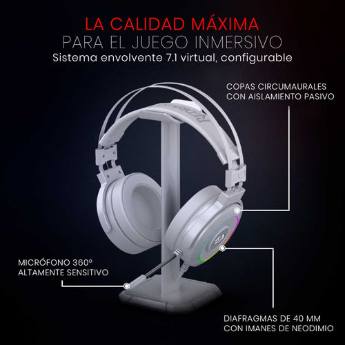 Redragon Audífonos Gamer Micrófono H320w Lamia 2 Usb Blanco