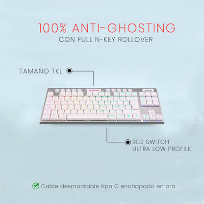 Teclado Mecanico Redragon Horus White K621w-rgb Tkl,wireless