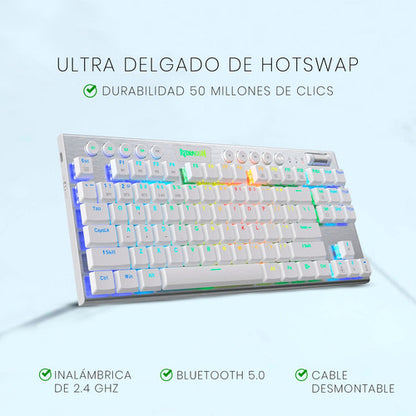 Teclado Mecanico Redragon Horus White K621w-rgb Tkl,wireless