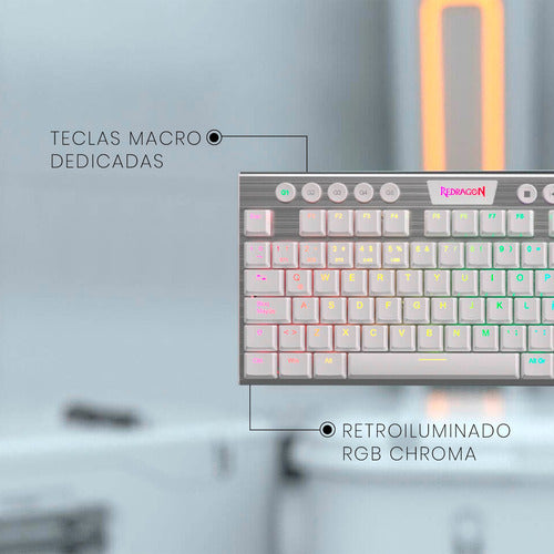 Teclado Mecanico Redragon Horus White K621w-rgb Tkl,wireless