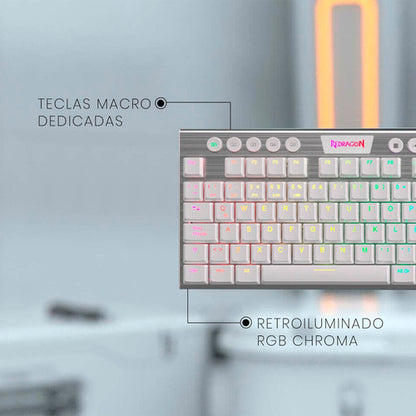 Teclado Mecanico Redragon Horus White K621w-rgb Tkl,wireless