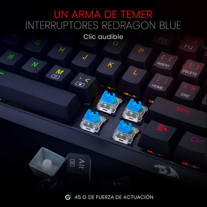 Teclado Mécanico 60% Redragon Dragonborn K630rgb Blue Switch