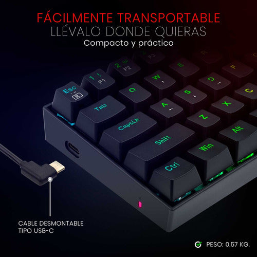 Teclado Mécanico 60% Redragon Dragonborn K630rgb Blue Switch