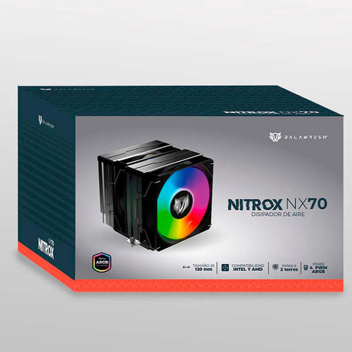 Disipador Cpu Balam Rush Nitrox Nx70, 120mm, 600 - 1800rpm