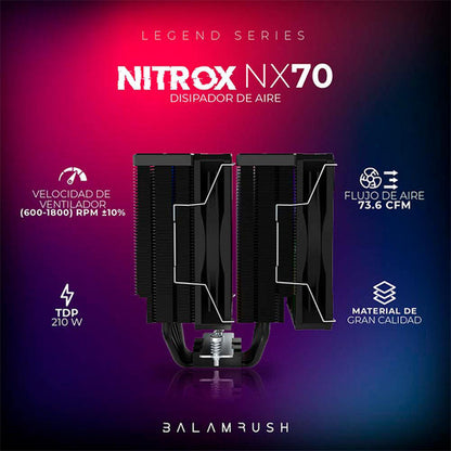 Disipador Cpu Balam Rush Nitrox Nx70, 120mm, 600 - 1800rpm