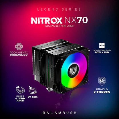 Disipador Cpu Balam Rush Nitrox Nx70, 120mm, 600 - 1800rpm