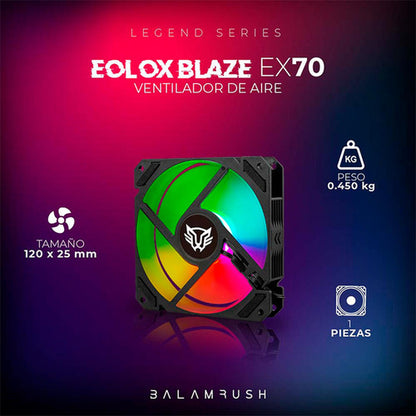 Ventilador Balam Rush Eolox Blaze Ex70 Argb, 120mm, 1200rpm