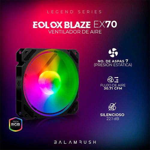 Ventilador Balam Rush Eolox Blaze Ex70 Argb, 120mm, 1200rpm