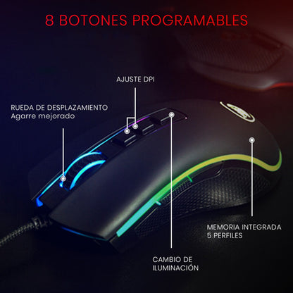 Mouse Gamer Redragon Cobra-chroma M711 Color Negro