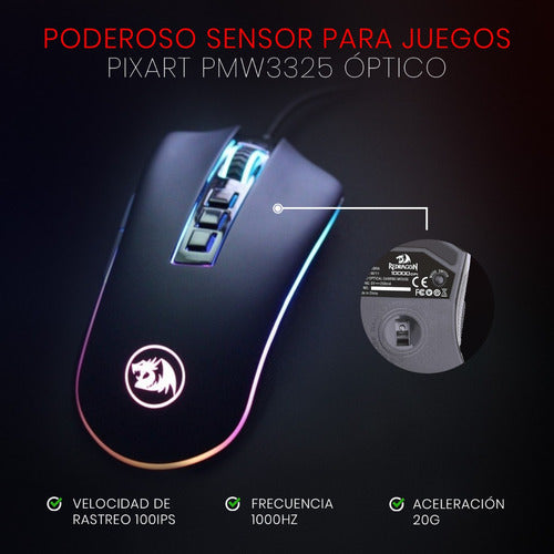 Mouse Gamer Redragon Cobra-chroma M711 Color Negro