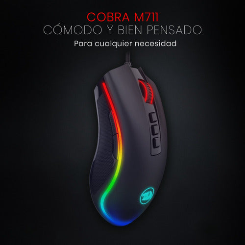 Mouse Gamer Redragon Cobra-chroma M711 Color Negro