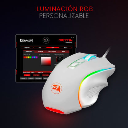 Mouse Gamer Redragon Óptico Griffin M607 Rgb 7200dpi, Blanco