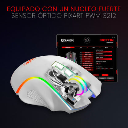 Mouse Gamer Redragon Óptico Griffin M607 Rgb 7200dpi, Blanco