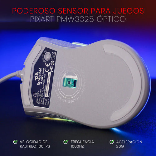 Mouse Gamer Redragon Óptico Cobra M711 Usb A, 5000dpi Blanco