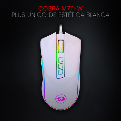 Mouse Gamer Redragon Óptico Cobra M711 Usb A, 5000dpi Blanco