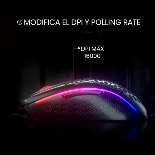 Storm Pro:  Wireless/alambrico + Dpi 100-16,000 + 8 Bot Rgb