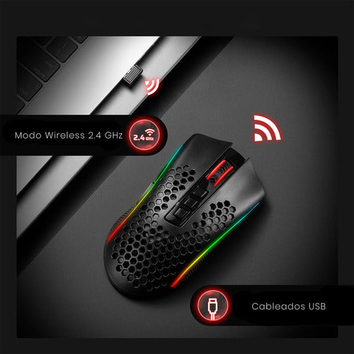 Storm Pro:  Wireless/alambrico + Dpi 100-16,000 + 8 Bot Rgb
