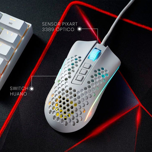 Mouse Gamer Redragon Óptico Rgb Storm Elite M988 Usb Blanco
