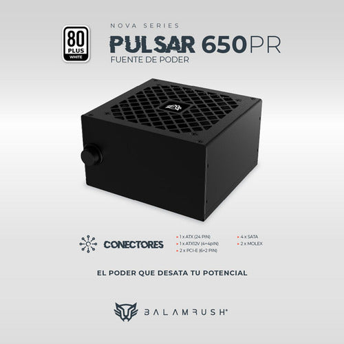 Fuente De Poder Balam Pulsar 650pr 80 Plus White 20+4p 650w