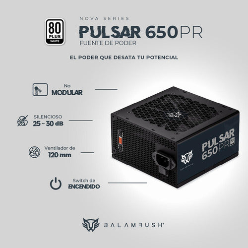 Fuente De Poder Balam Pulsar 650pr 80 Plus White 20+4p 650w