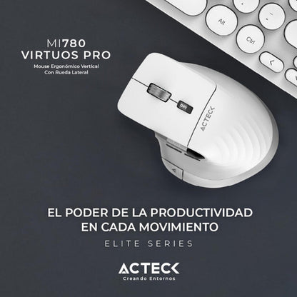 Mouse Blanco Ergonómico Virtuos Pro Mi780 Bluetooth/usb-c 3k