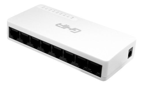 Conmutador Ghia 10-100mbps Switch No Administrable 8 Puertos Color Blanco Modelo Gnw-s2