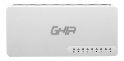 Conmutador Ghia 10-100mbps Switch No Administrable 8 Puertos Color Blanco Modelo Gnw-s2