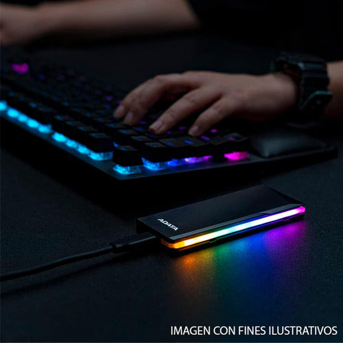 Adata Gabinete De Disco Duro Ec700g Rgb M.2, Sata, Usb 3.2