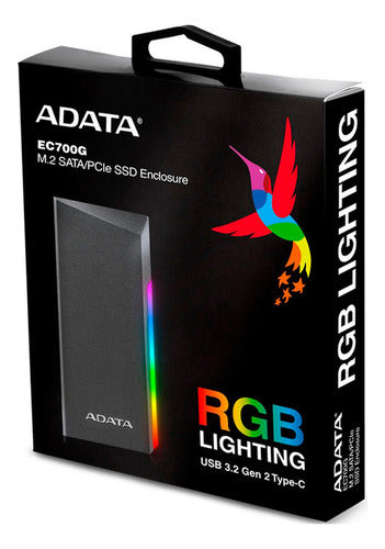 Adata Gabinete De Disco Duro Ec700g Rgb M.2, Sata, Usb 3.2