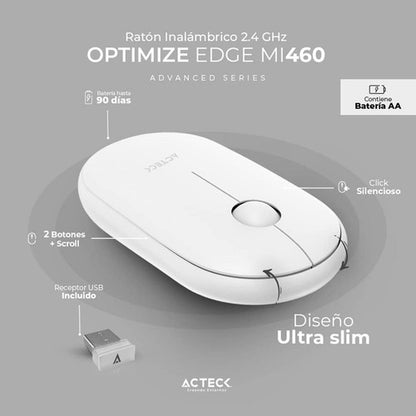 Mouse Acteck Óptico Optimize Edge Mi460 Usb-a 1600dpi Blanco