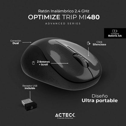 Mouse Ergonómico Acteck Óptico Opti Trip Mi480 Usb-a 1600dpi