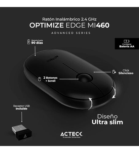 Mouse Acteck Óptico Optimize Edge Mi460 Usb-a 1600dpi Negro