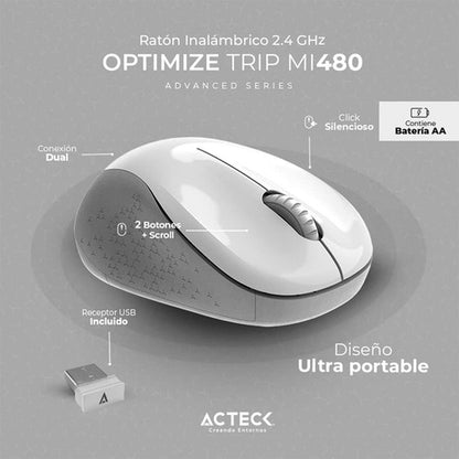 Mouse Ergonómico Acteck Óptico Trip Mi480 Usb-a Blanco