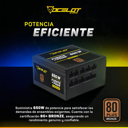 Fuente De Poder Ops650 Ocelot  Atx 650w Modular 80+ Bronce