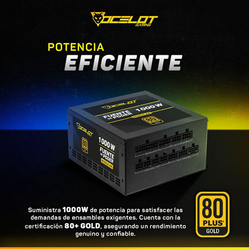Fuente De Poder Ops1000 Ocelot Atx 1000w Modular 80+ Gold