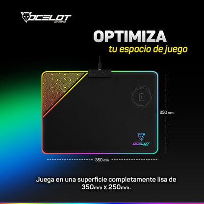 Mousepad Ocelot Gaming Ompr01 Rgb 35x25cm Grosor 5m, Negro