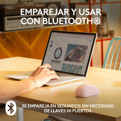 Mouse Rosa Logitech Óptico M240 Silent Bluetooth, 4000dpi
