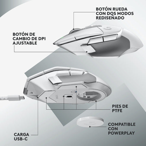 Mouse Blanco Logitech G502 X Lightspeed Rf Inalám 25.600dpi