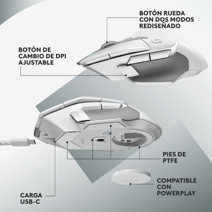 Mouse Blanco Logitech G502 X Lightspeed Rf Inalám 25.600dpi