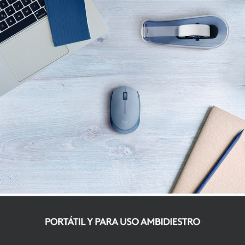 Mouse Ergonómico Logitech Óptico M170 Inal Usb 1000dpi Azul