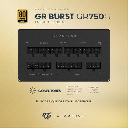 Fuente De Poder Balam Rush Gr750g 80 Plus Gold 20+4 Atx 750w