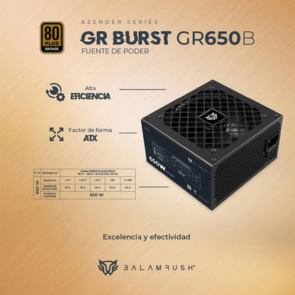Fuente De Poder Balam Rush Gr650b 80 Plus Bronze, 20+4, 650w