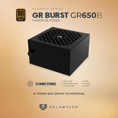 Fuente De Poder Balam Rush Gr650b 80 Plus Bronze, 20+4, 650w