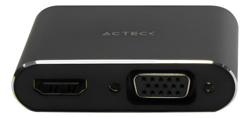 Acteck Adaptador Usb C Macho - Hdmi/vga Hembra, Negro