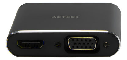 Acteck Adaptador Usb C Macho - Hdmi/vga Hembra, Negro