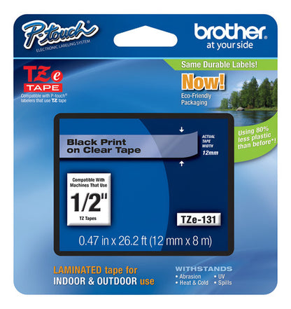 Cinta Brother Tze131 Negro Sobre Claro, 12mm X 8m