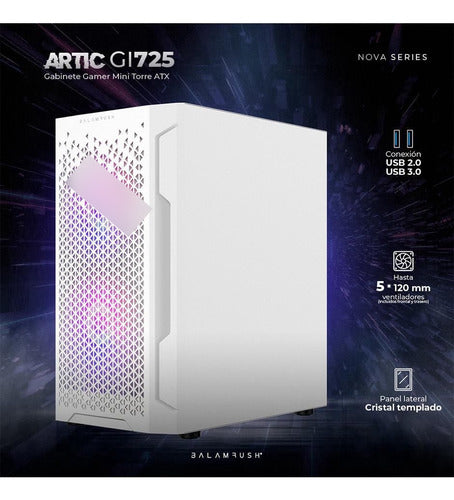 Gabinete Balam Rush Artic Gi725 Ventana, Midi-tower Blanco