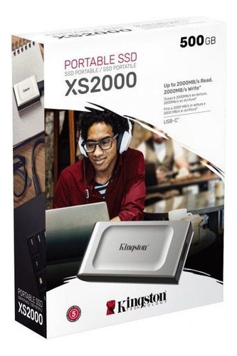 Ssd Externo Kingston Xs2000, 500gb, Usb C, Negro/plata