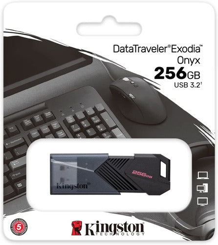 Memoria Usb-a Kingston Datatraveler Exodia Onyx 256g 3.2gen1 Color Negro Liso